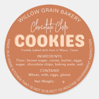 Burnt Orang Cottage Cookie Ingredient List Sticker