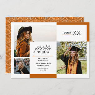 Burnt Orange 3 Photo Graduation Announcement