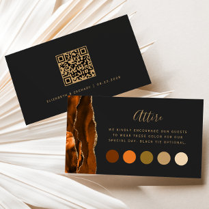 Burnt Orange Agate Dark Wedding Attire Dress Code Enclosure Card