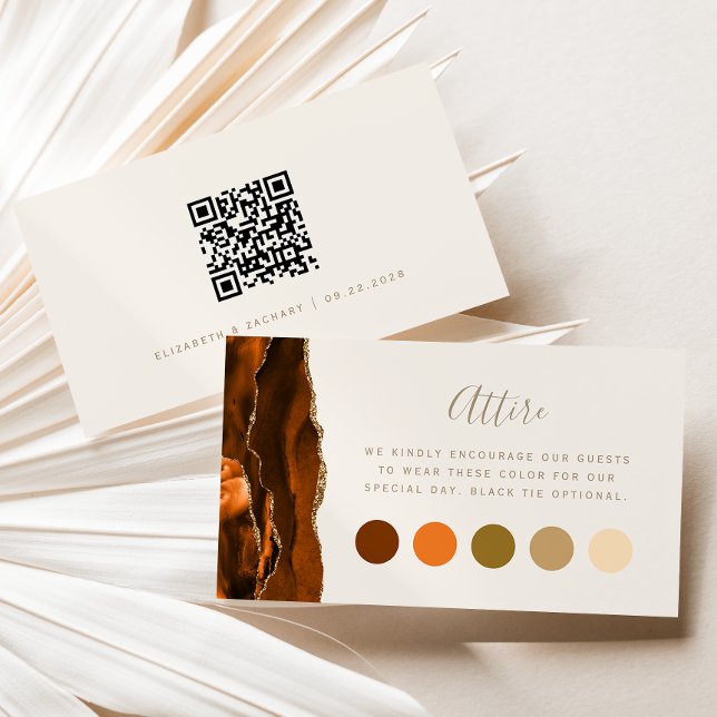 Burnt Orange Agate Ivory Wedding Attire Dress Code Enclosure Card (Creator Uploaded)
