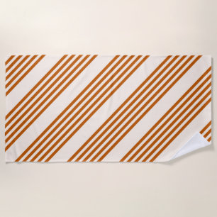 Burnt orange and beige five stripe pattern beach towel