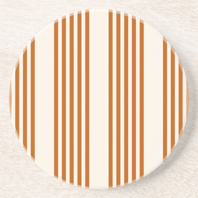 Burnt orange and beige five stripe pattern coaster (Front)