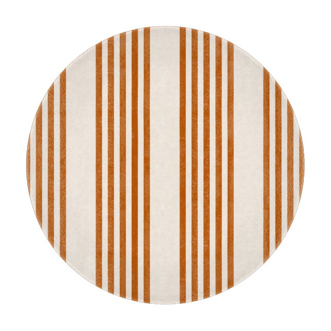 Burnt orange and beige five stripe pattern cutting board (Front)