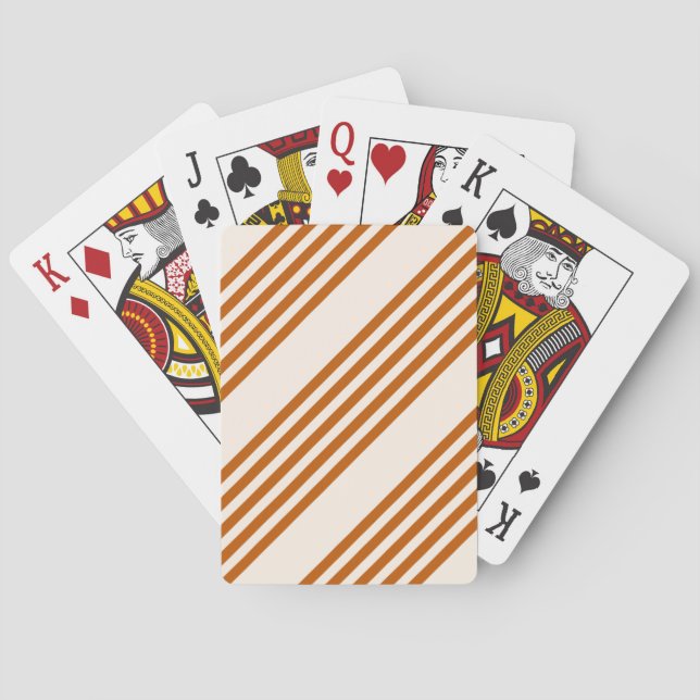 Burnt orange and beige five stripe pattern playing cards (Back)