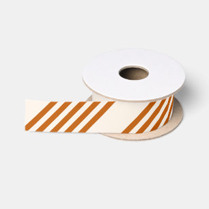 Burnt orange and beige five stripe pattern satin ribbon