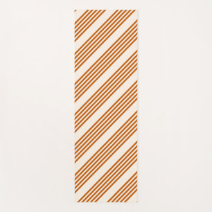 Burnt orange and beige five stripe pattern yoga mat