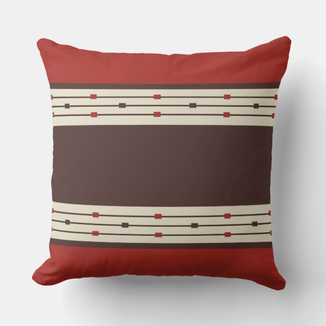 Burnt Orange and Brown geometric Cushion (Front)