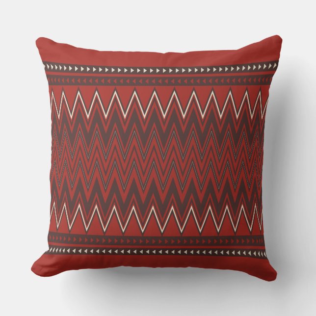Burnt Orange and Brown geometric Cushion (Front)