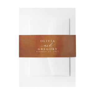 Burnt Orange and Burgundy Red Watercolor Invitation Belly Band