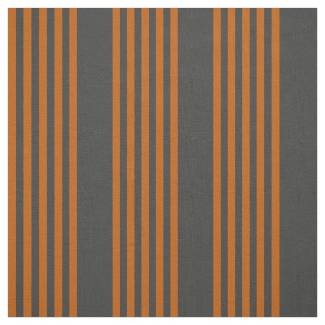 Burnt orange and charcoal five stripe pattern fabric (Swatch)