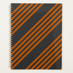 Burnt orange and charcoal five stripe pattern planner