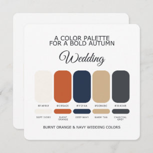 Burnt Orange and Navy Wedding Color Palette Card