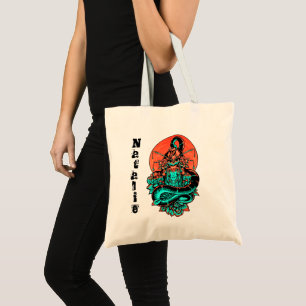 Burnt orange and teal geisha illustration Tote Bag
