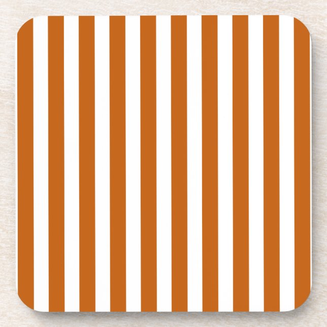 Burnt orange and white candy stripes coaster (Front)