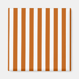 Burnt orange and white candy stripes magnet