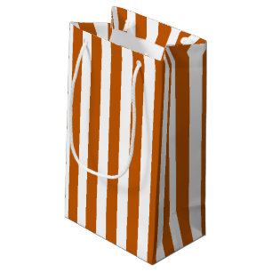 Burnt orange and white candy stripes small gift bag