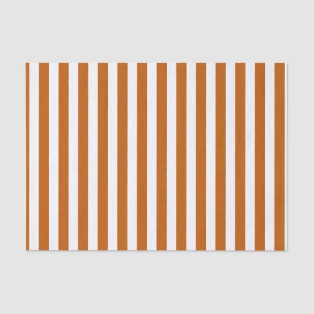 Burnt orange and white candy stripes tissue paper (Front)