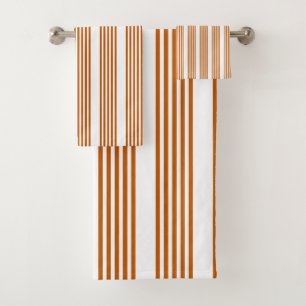 Burnt orange and white five stripe pattern bath towel set