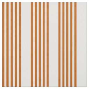 Burnt orange and white five stripe pattern fabric