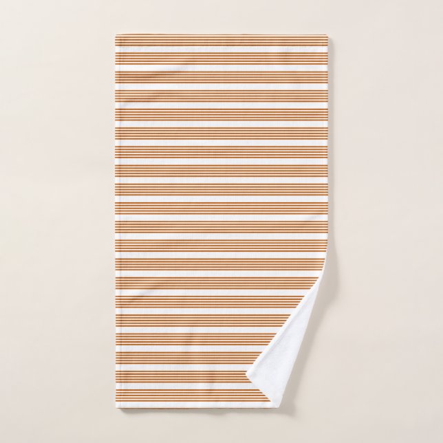 Burnt orange and white five stripe pattern hand towel (Hand Towel)