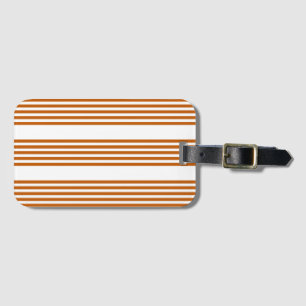 Burnt orange and white five stripe pattern luggage tag