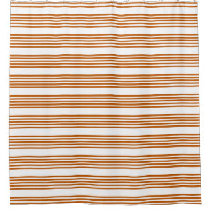 Burnt orange and white five stripe pattern shower curtain