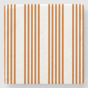 Burnt orange and white five stripe pattern stone coaster