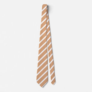 Burnt orange and white five stripe pattern tie