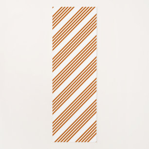 Burnt orange and white five stripe pattern yoga mat