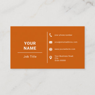 Burnt Orange And White Minimalist Custom Logo Text Business Card