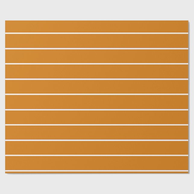 Burnt Orange and White Stripe Wrapping Paper (Flat)