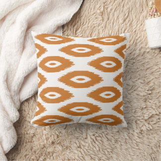 Burnt Orange and White Tribal Ikat Dots Cushion