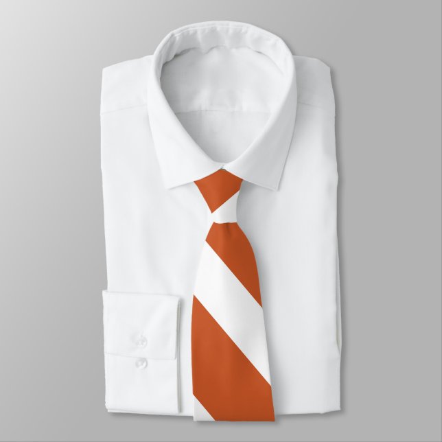 Burnt Orange and White University Stripe Tie (Tied)
