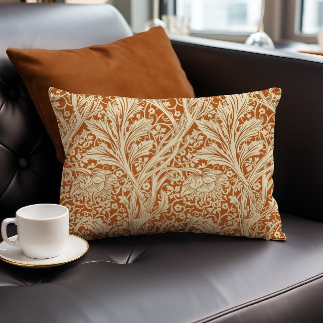 Burnt Orange Arcadia William Morris Hawthorn Lumbar Cushion (Creator Uploaded)