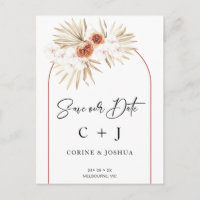 Burnt Orange Arch Dry Floral Save The Date 