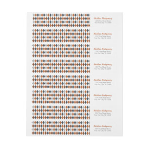 Burnt Orange Argyle Longhorns Wrap Around Label