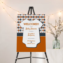 Burnt Orange Argyle Pattern Baby Shower