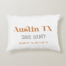 Burnt Orange Austin Texas Accent Pillow