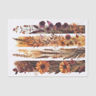 Burnt Orange Autumn Fall Wild Flowers Decoupage Tissue Paper