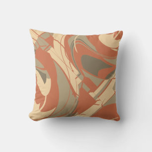 Burnt Orange Beige Taupe Abstract Swirling Mosaic Cushion