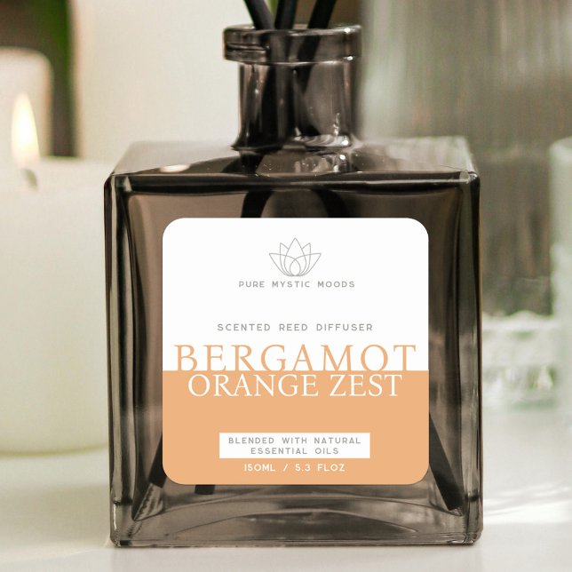 Burnt orange bergamot reed diffuser product label (Creator Uploaded)