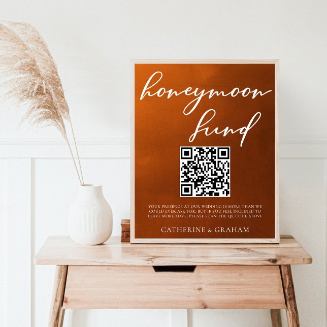Burnt Orange Boho Autumn Wedding Honeymoon Fund Poster (Creator Uploaded)