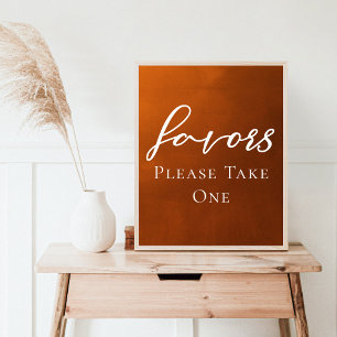 Burnt Orange Boho Autumn Wedding Reception Favours Poster