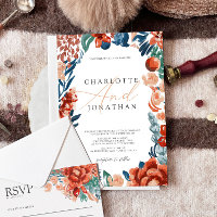 Burnt Orange Boho Bright Flowers Wedding