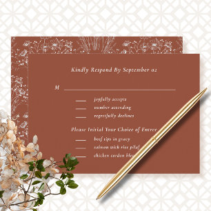 Burnt Orange Boho Menu Selection Wedding RSVP