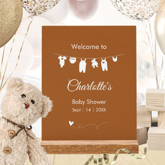 Burnt Orange Boho Minimalist Baby Shower Acrylic Sign