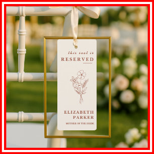 Burnt Orange Boho Reserved Seating Wedding Tag Invitation