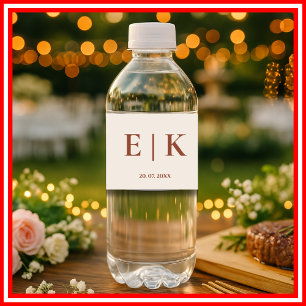Burnt Orange Boho Terracotta Rustic Wedding Water Bottle Label
