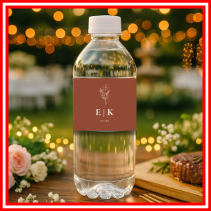 Burnt Orange Boho Terracotta Wildflower  Wedding Water Bottle Label