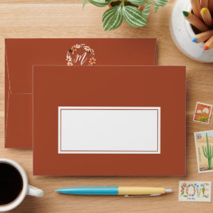 Burnt Orange Boho Watercolor Wedding Envelope